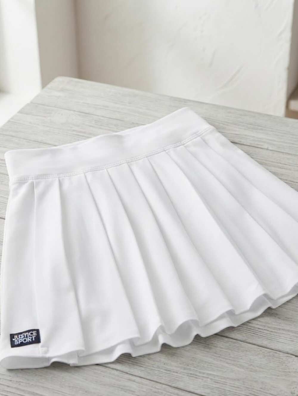White Pleated Girl's Skirt - Classic Lightweight Midi